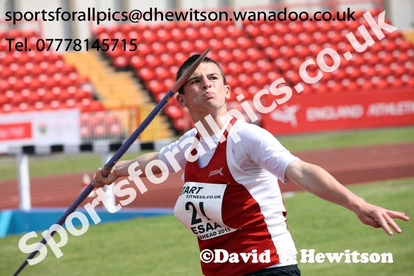 Inter boys javelin, 2015 English Schools Track and Field Champs., Gateshead Stadium. Photo: David T. Hewitson/Sports for All Pics